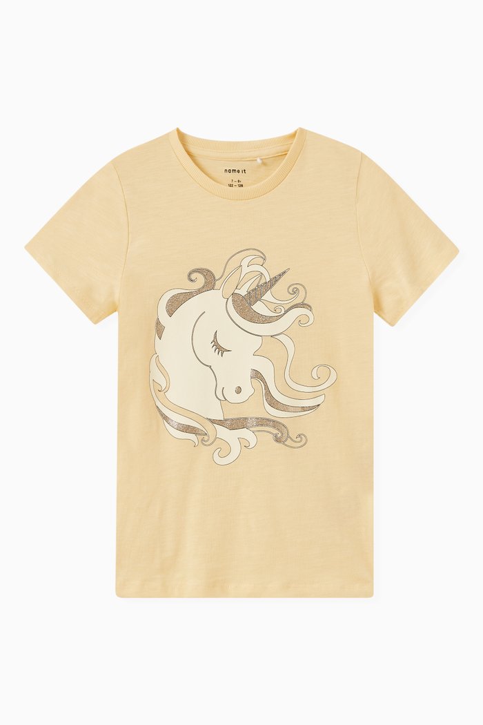 

Jusa Unicorn Print T-shirt in Cotton Jersey, Yellow