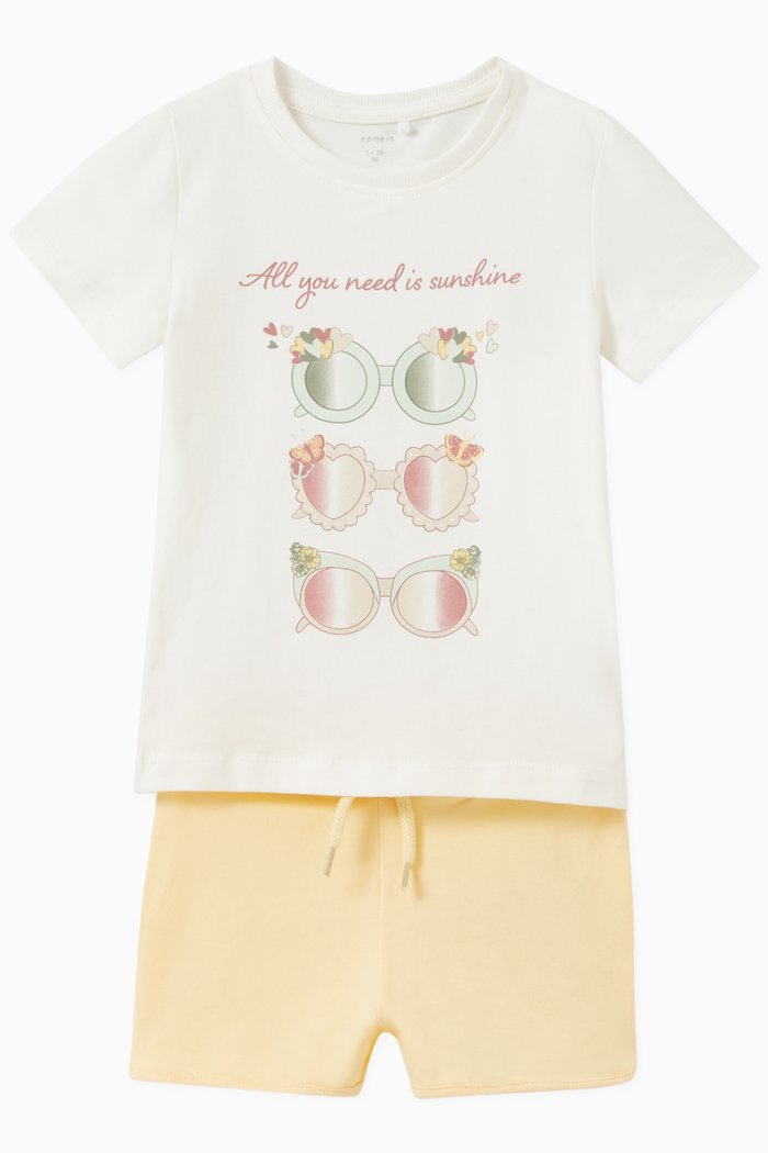 

Jolean T-shirt & Shorts Set in Cotton, White
