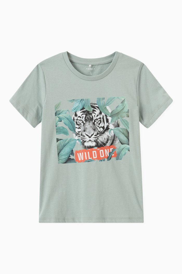 

Wild Print T-shirt in Cotton, Green