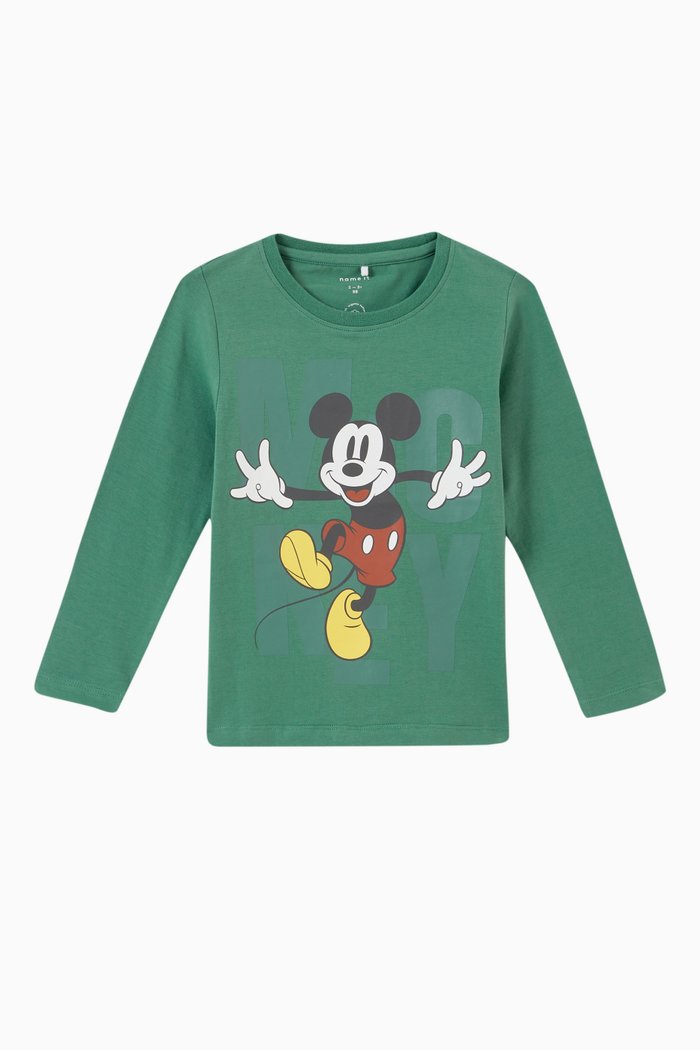 

Disney Mickey Long Sleeve T-Shirt in Organic Stretch Cotton, Green