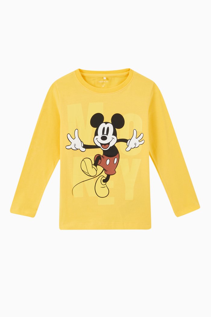 

Disney Mickey Long Sleeve T-Shirt in Organic Stretch Cotton, Multicolour