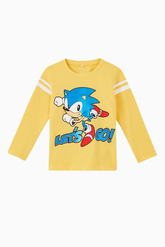 

Sonic The Hedgehog Long Sleeved T-Shirt in Organic Stretch Cotton, Multicolour