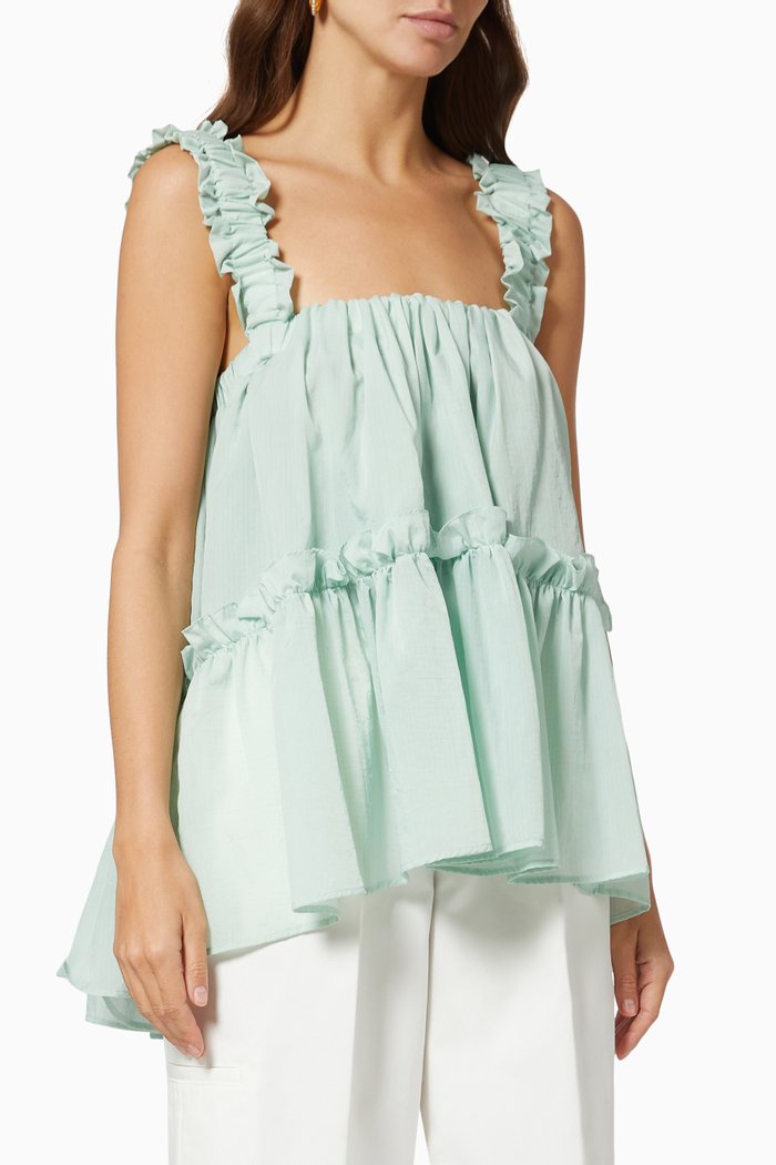 

Olive Tiered Top in Nylon, Blue