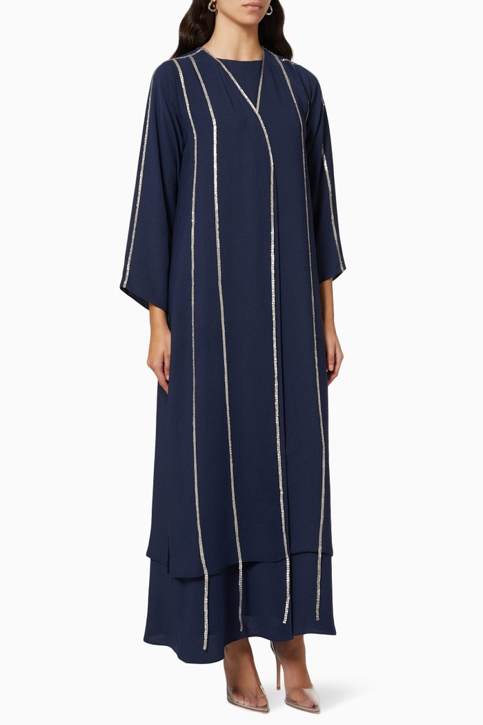 Embellished Abaya & Inner Dress, Grey