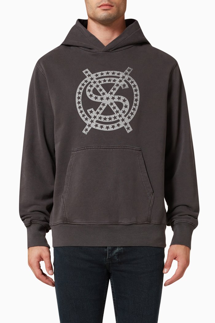 

Dollar Star Kash Hoodie in Faded Cotton Fleece, Black