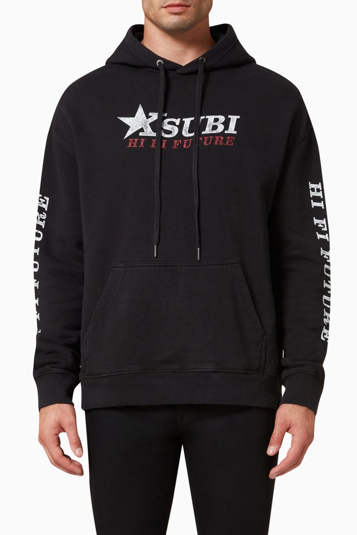 

Hi Fi Biggie Hoodie in Cotton Fleece, Black