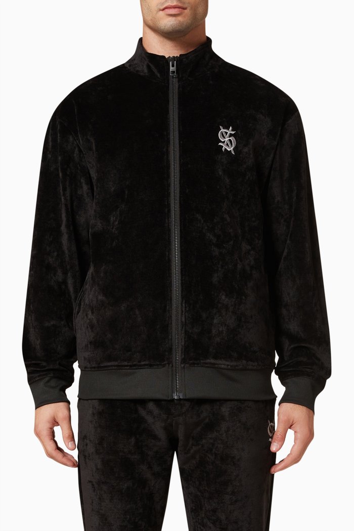 Antidote Track Jacket in Velour, Black