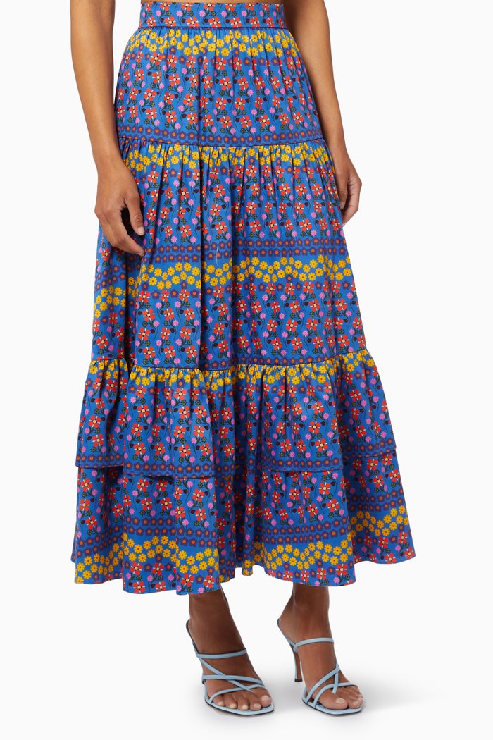 

Didi Midi Skirt in Cotton, Blue