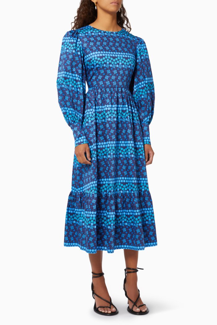 

Lilia Midi Dress in Cotton, Blue