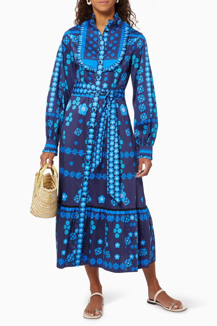 

Rickie Midi Dress in Cotton, Blue