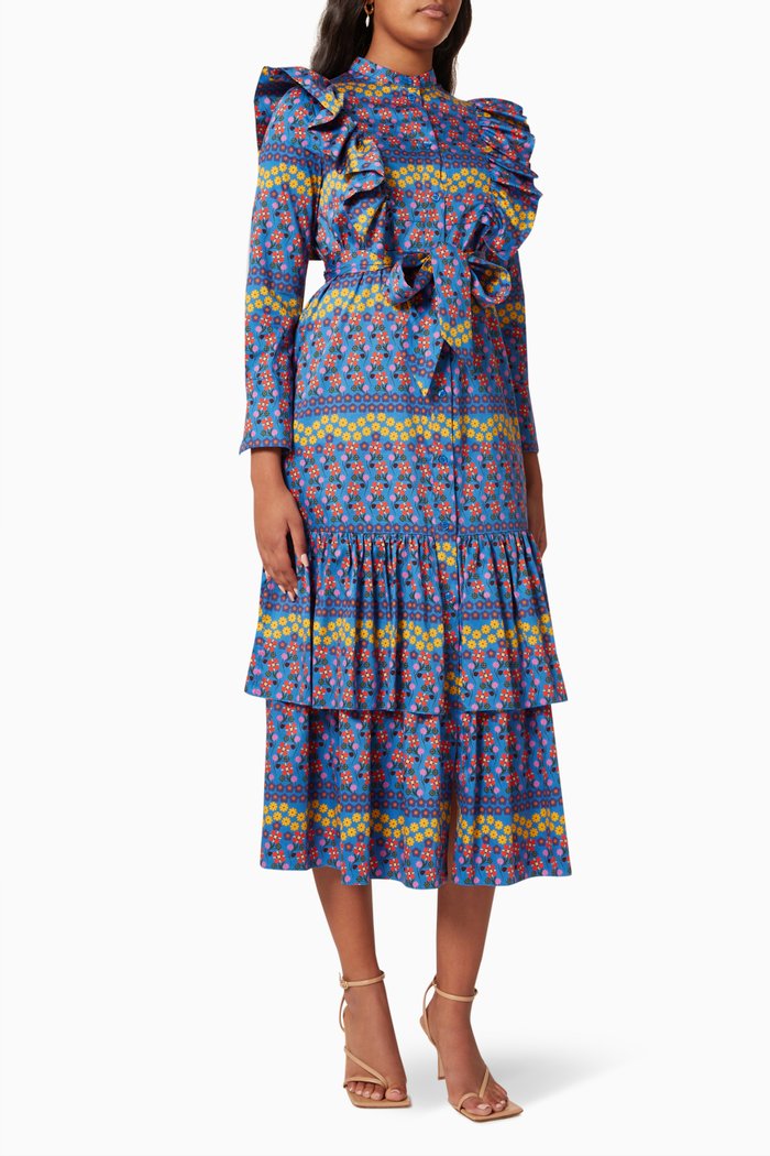 

Baxley Midi Dress in Cotton, Blue