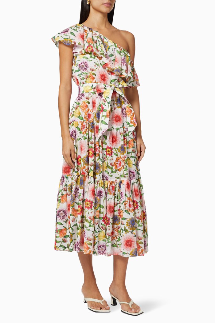 

Petra One-shoulder Dress in Linen, Multicolour