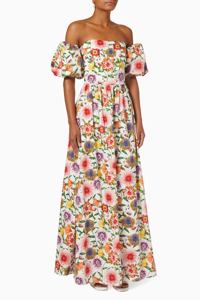 

Juliet Off-The-Shoulder Dress in Cotton, Multicolour