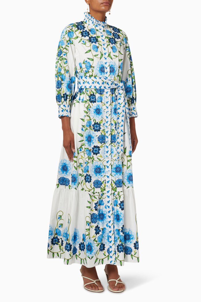 Demi Shirt Dress in Cotton, Blue