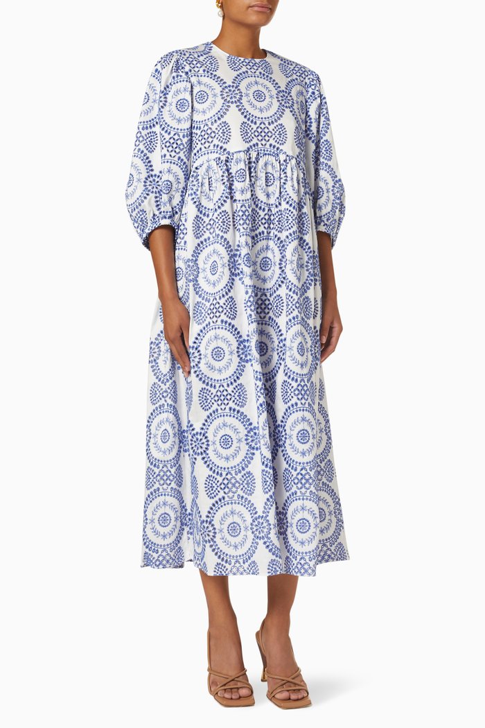Vanessa Broderie Anglaise Midi Dress, Blue