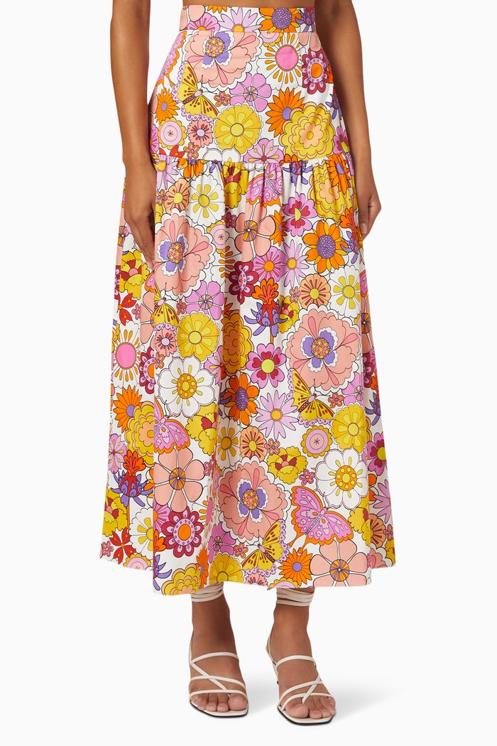 

Jazz Midi Skirt in Cotton, Multicolour