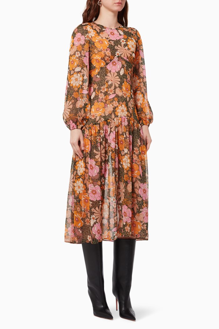 

Floral Leopard Midi Dress, Multicolour