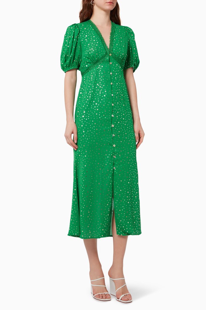 Star Lindos Dress in Satin, Green