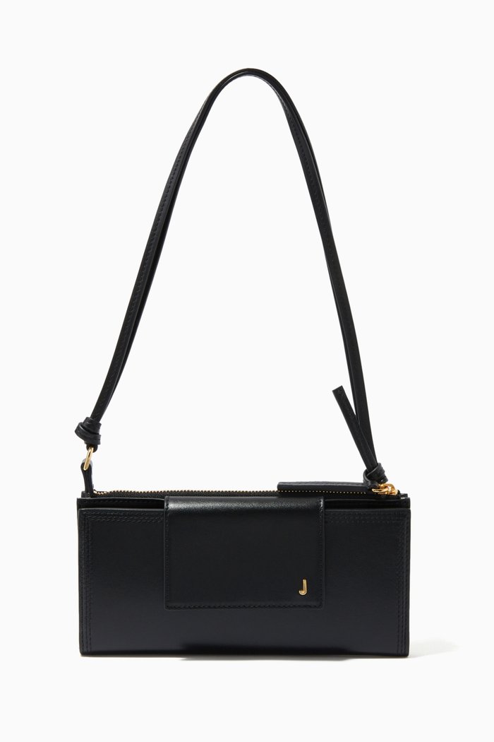 

Le Pichoto Strapped Cardholder in Leather, Black