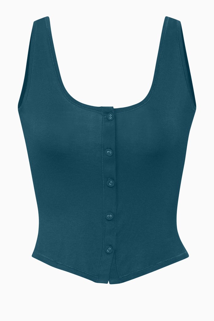 Sleep Button Up Tank, Green
