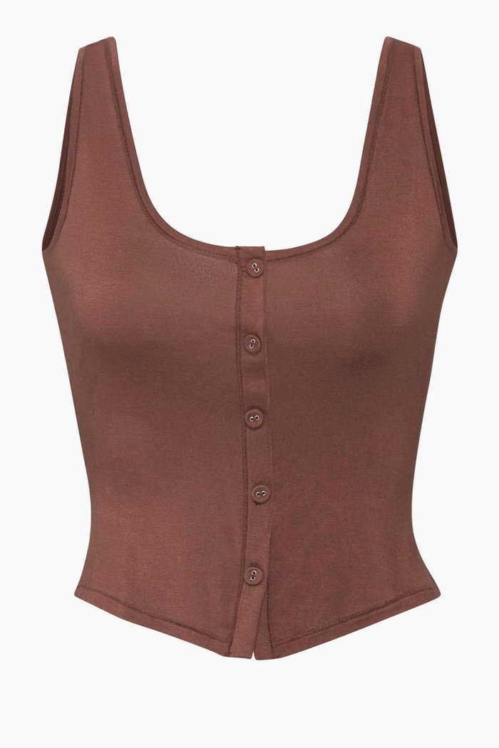 

Sleep Button Up Tank, Brown