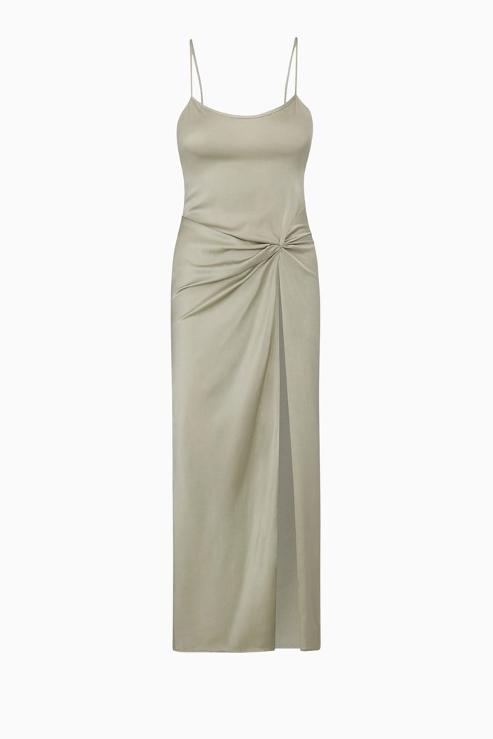 

Silk Sleep Slip with High Slit, Grey