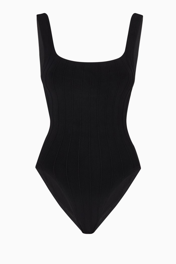 

Square Neck Nile Swimsuit in Stretch Nylon, Black
