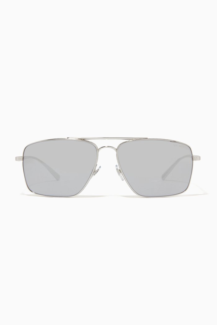 

Greca Square Sunglasses, Silver