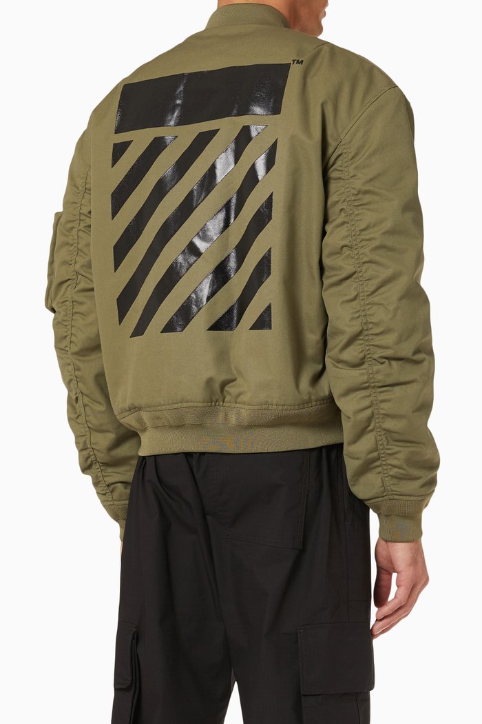 

Diagonal Varsity Jacket in Cotton Gabardine, Green