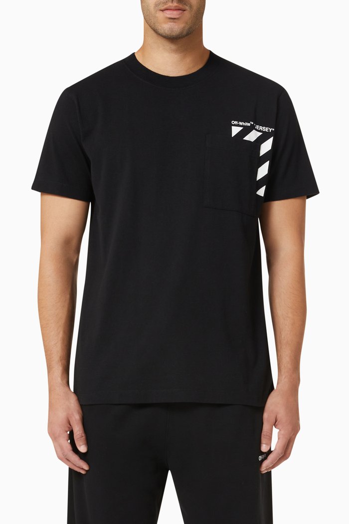 

Diagonals Slim T-shirt in Cotton Jersey, Black
