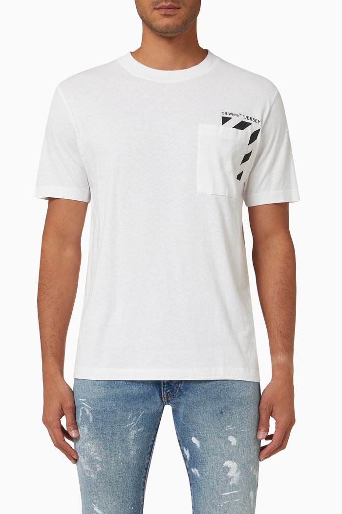 

Diagonals Slim T-shirt in Cotton Jersey, White