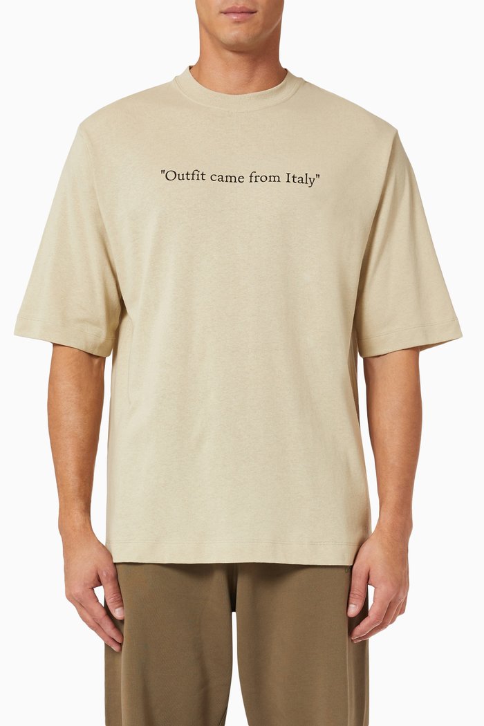

"Outfit Came From Italy" T-shirt in Cotton Jersey, Neutral