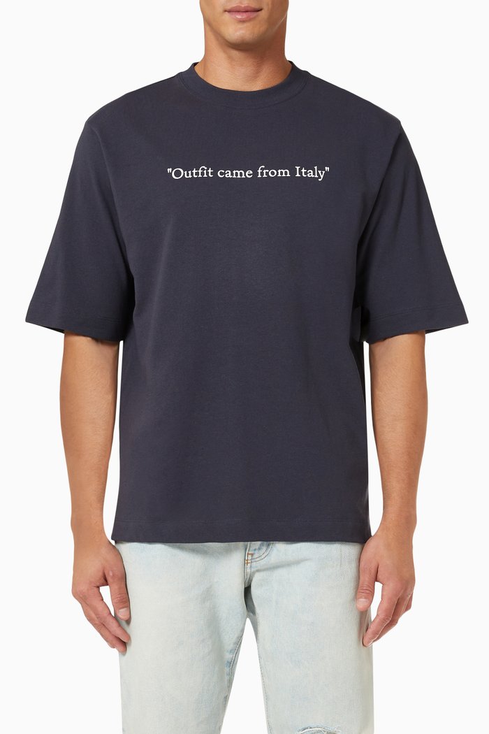 

"Outfit Came From Italy" T-shirt in Cotton Jersey, Blue