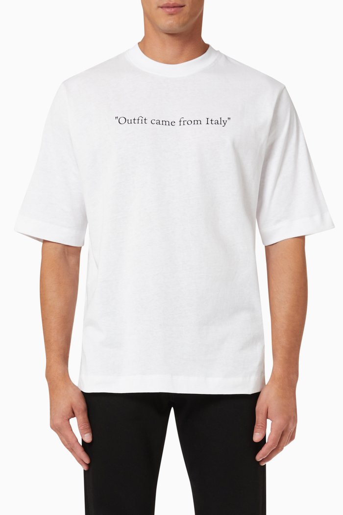 

"Outfit Came From Italy" T-shirt in Cotton Jersey, White
