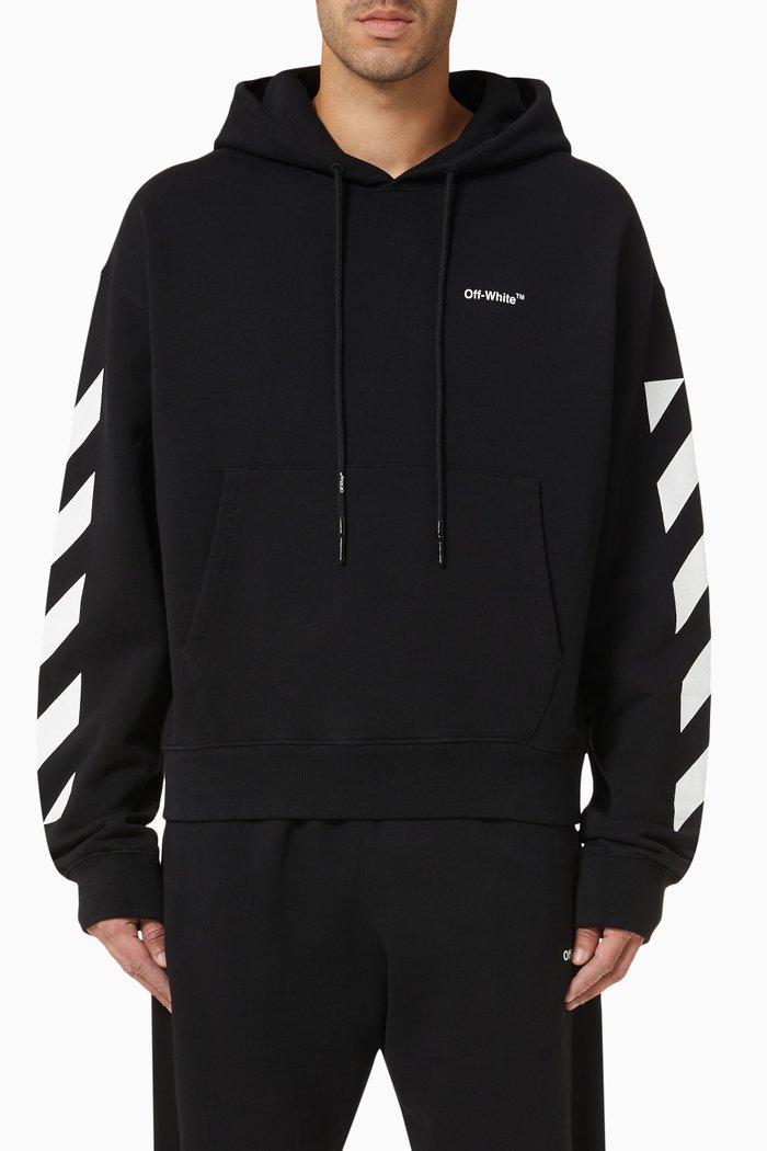 

Diagonals Helvetica Oversized Hoodie in Cotton, Black