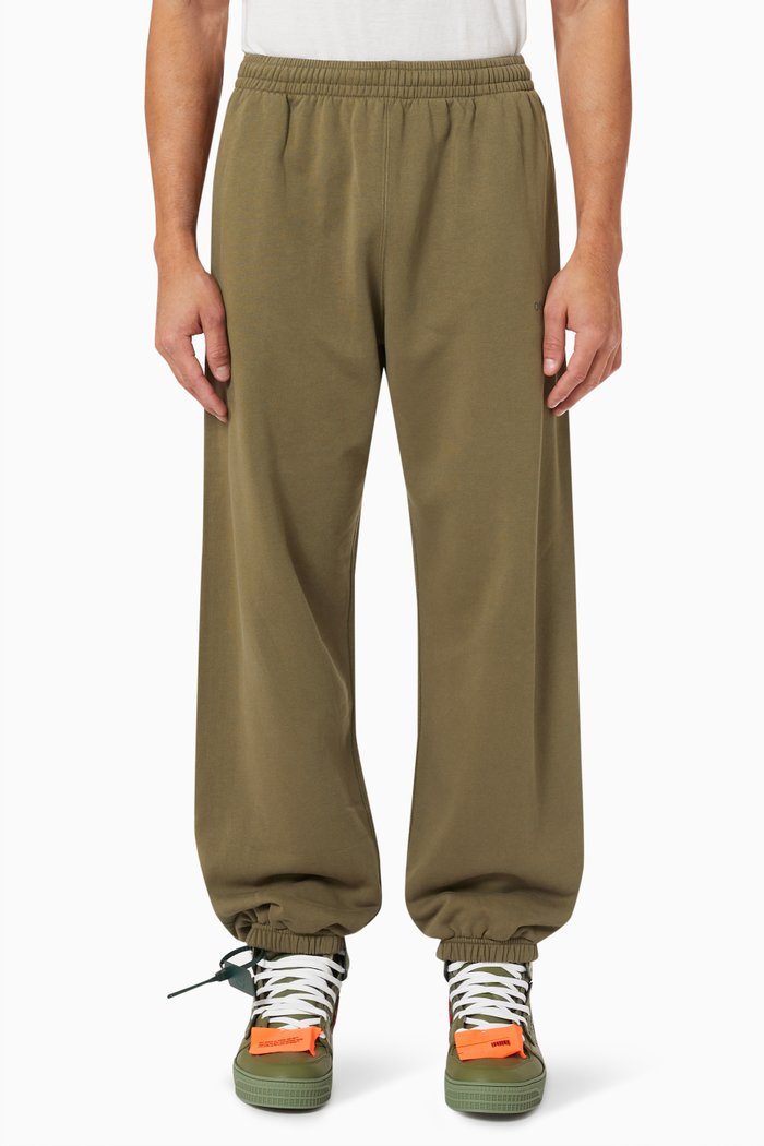 

Rubber Diagonals Slim Sweatpants in Cotton Terry, Green