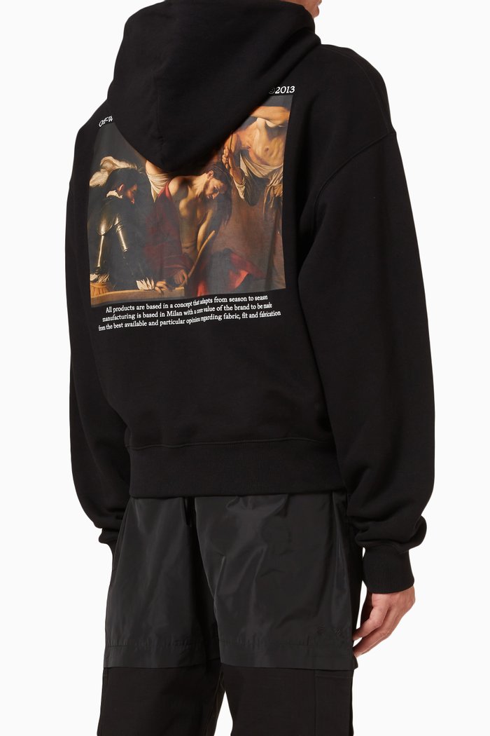 

Caravaggio Crowning Over Oversized Hoodie in Cotton Terry, Black
