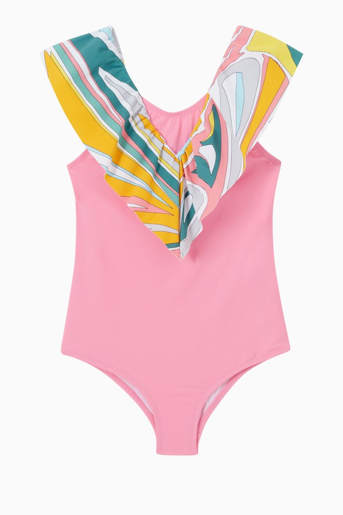 

Abstract Print Swimsuit with Neckline, Multicolour