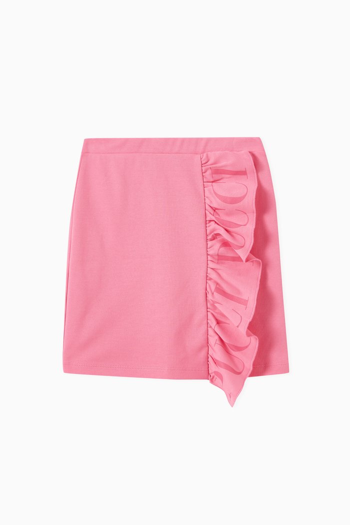 

Side Ruffle Skirt in Cotton, Pink