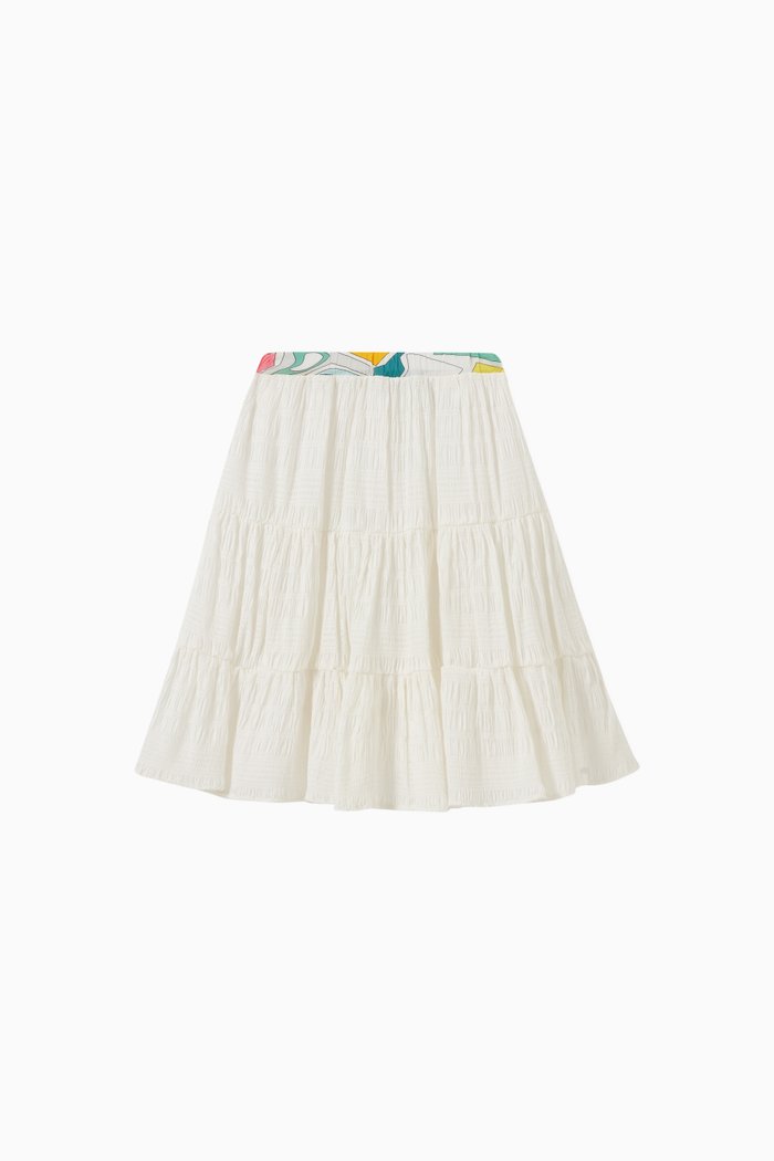 Lance Print Skirt in Cotton, White