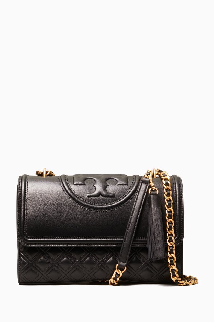 Fleming Convertible Shoulder Bag in Leather, Black