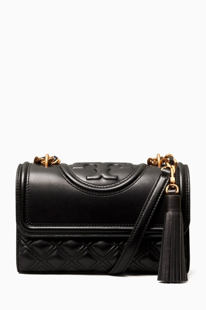 

Fleming Small Convertible Shoulder Bag in Leather, Black