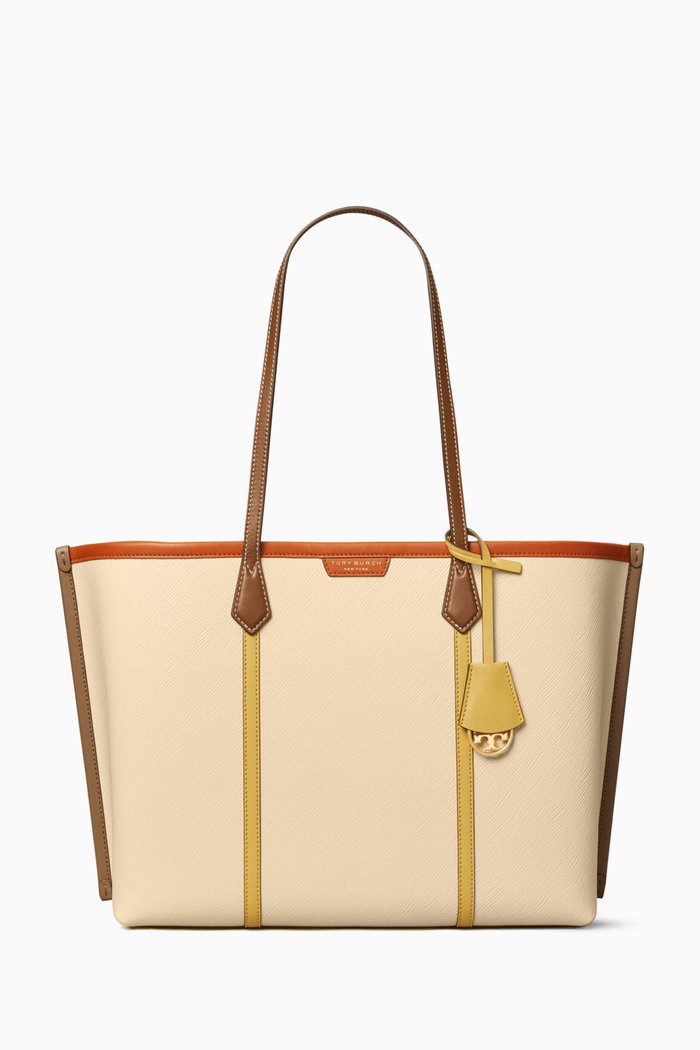 

Perry Colour-blocked Tote in Leather, Multicolour