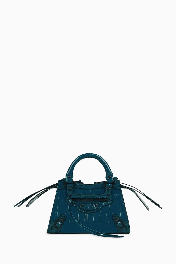 

Neo Classic City Mini Tote Bag in Shiny Crocodile Embossed Calfskin, Blue