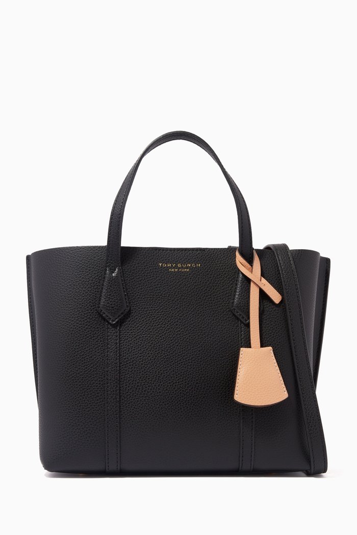 

Perry Small Tote Bag in Pebbled Leather, Black
