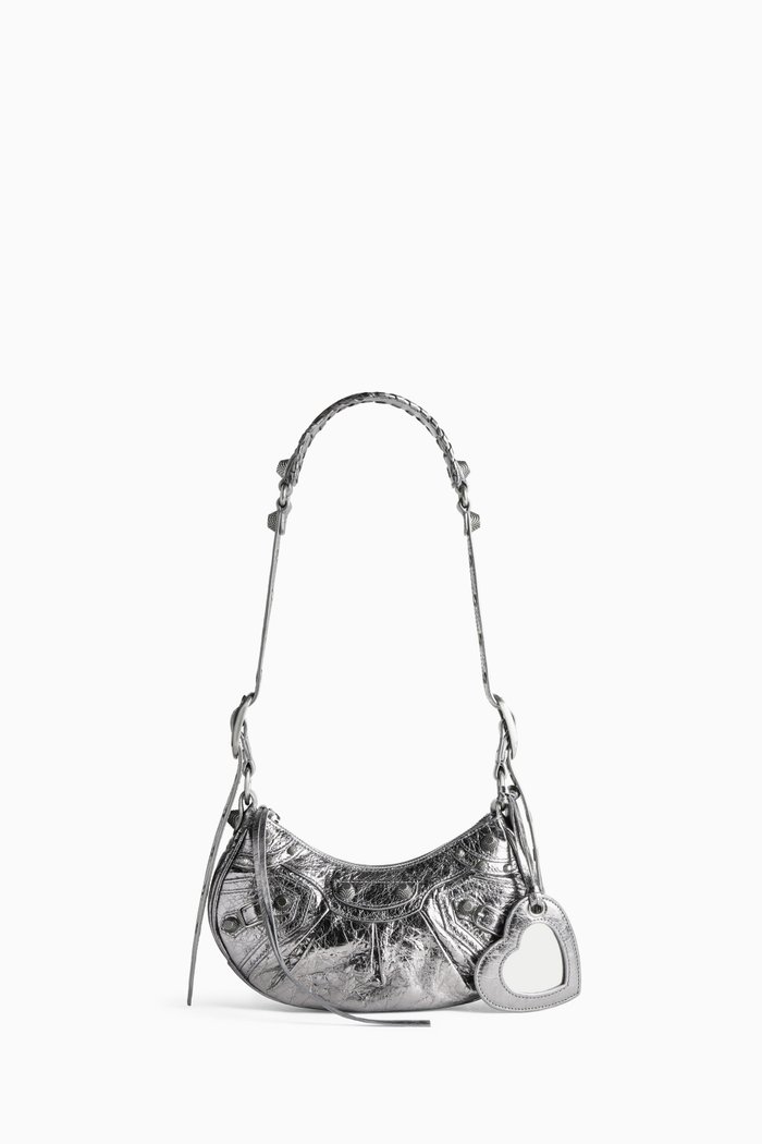 

XS Le Cagole Shoulder Bag in Metallic Arena Lambskin, Silver
