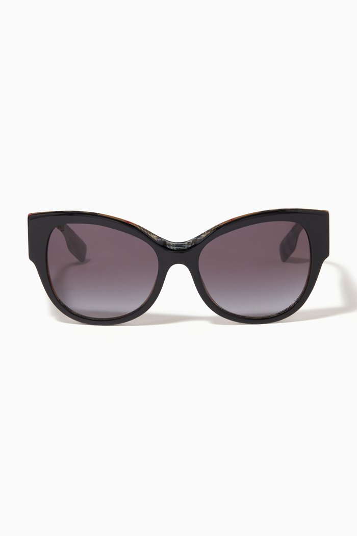 

Vintage Check Detail Butterfly Frame Sunglasses in Acetate, Multicolour