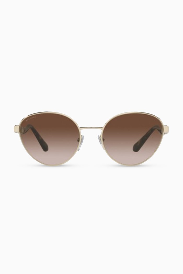 Serpenti Back-to-scale Oval Sunglasses in Metal & Acetate, Gold