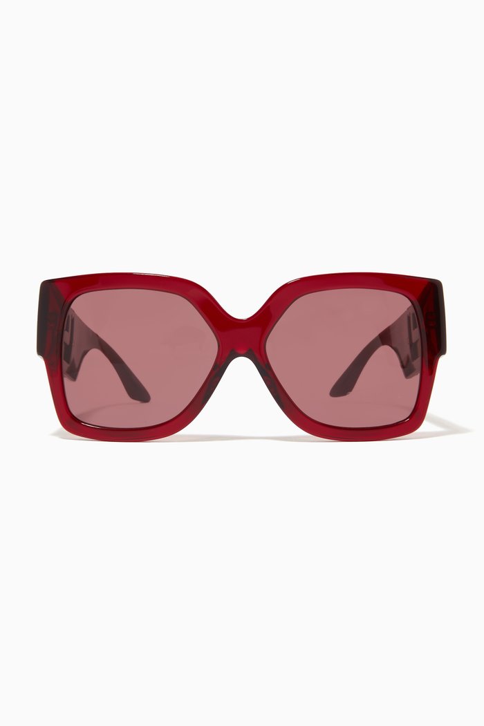 

Greca Rectangle Sunglasses, Red