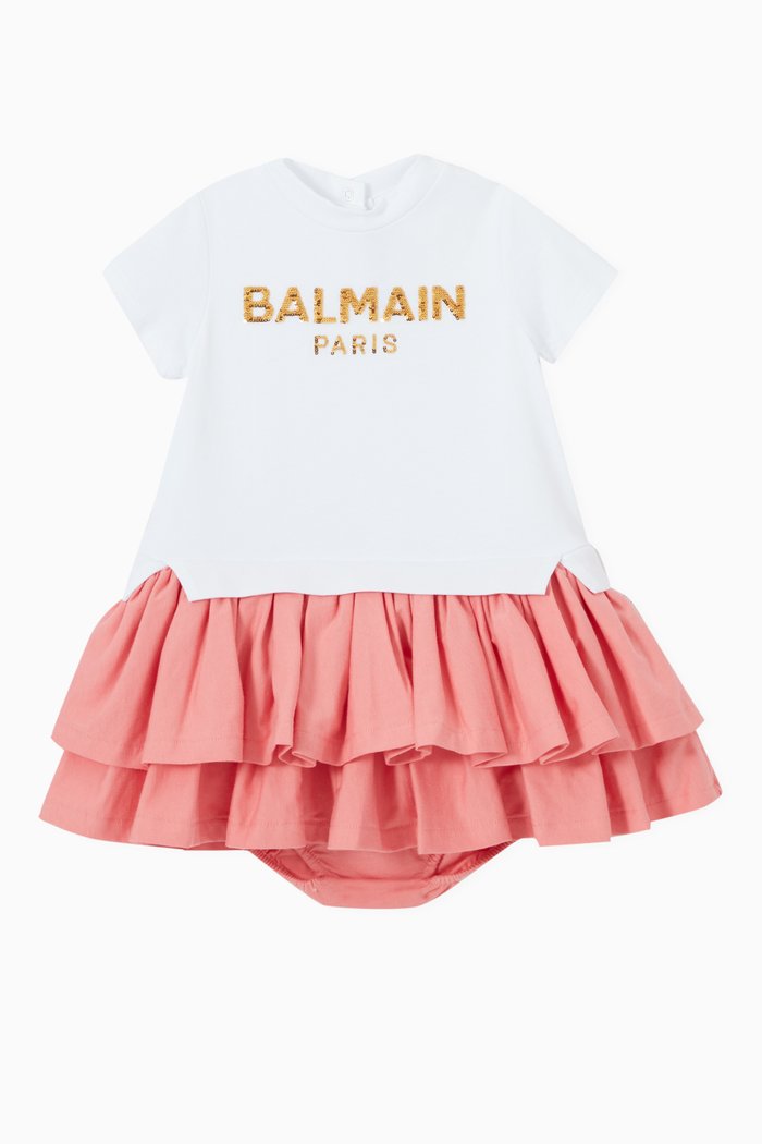 Ruffled Dress in Cotton, Multicolour